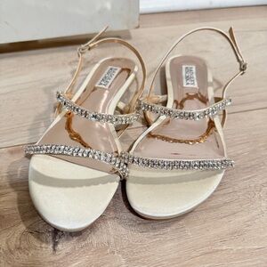 Badgley Mischka Beige Rhinestone Sandals